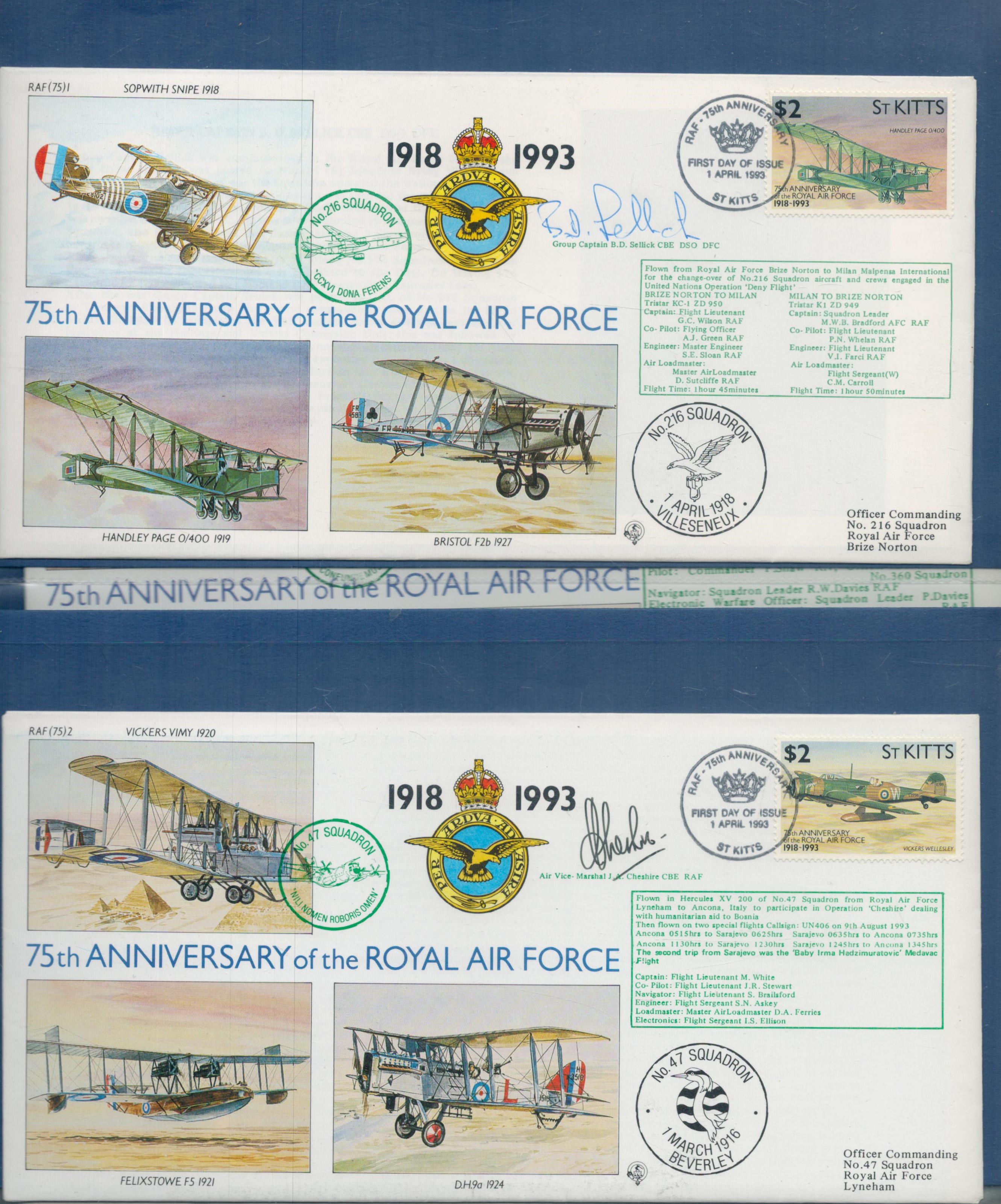 RAF Museum Blue 75th ann RAF official logoed cover album with 17 covers from the Squadron series,