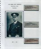 WW2 Admiral Jerzy Swirskiego picture with three WW2 Polish Ship Stamps. Set on descriptive A4 page