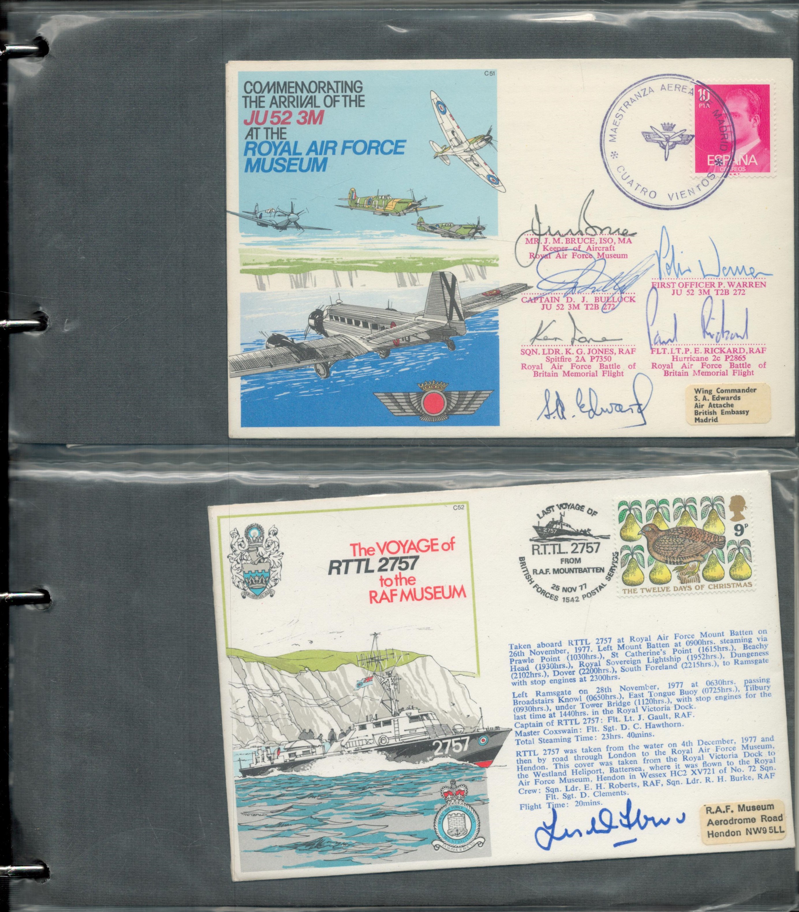 RAF collection of 28 Co-ordinated series cover in black cover album. Most signed by VIPS, crews - Image 2 of 3