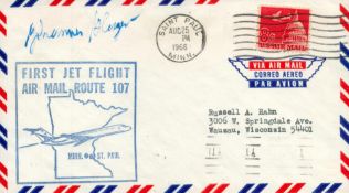 WW2 Luftwaffe night fighter ace Johannes Hager KC signed 1966 US First Flight FDC. 48 victories