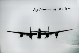 WW2 RAF 630 Squadron Lancaster bomber veteran Doug Packman signed photo. Good condition. All