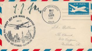WW2 Luftwaffe ace Hans-Joachim Jab KC signed to Front and back on 1959 US Jet Mail FDC. Hans-Joachim