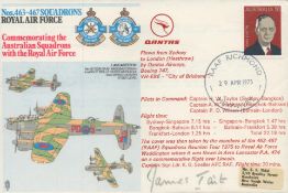 WW2 Tirpitz raider Grp Capt James Tait DSO DFC signed 463-467 RAF Australian Squadrons flown 1975