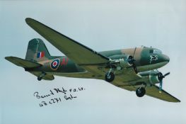 WW2 Arnhem Dakota veteran Bernard Hyde 48 sqn signed Dakota in flight colour 10 x 8 inch photo. He