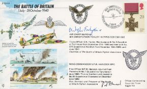 WW2 Battle of Britain double signed 50th ann RAF flown cover JS50/40/6. Signed by fighter pilots ACM