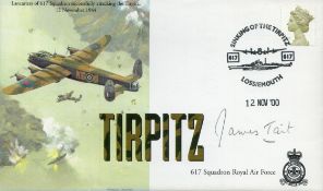 WW2 Tirpitz raider Grp Capt James Tait DSO DFC signed 2000 Tirpitz Raid 617 sqn cover. Scarce number