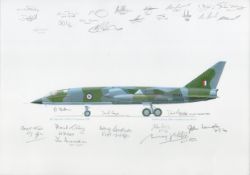 BAC Eagle GR 1 XS944, 617 Sqn 1970 print by Simon Glancey with 25+ RAF autographs. Approx 44 x 29