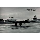 WW2 bomber pilot and Test pilot Jo Lancaster DFC 40 sqn signed Gloster Meteor Jet 10 x 8 b/w