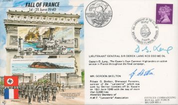 Lt Gen D Lang DSO MC, Lancastria survivor G Skelton signed 1990, 50th Ann Fall of France cover