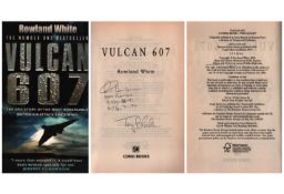 Vulcan 607 by Rowland White signed by Tony Blackburn Avro's Chief Test Pilot and unknown 35 and