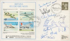 14 RAF Falcons Parachute team signed rare 1981 Britains Record Breakers cover. Flown by Hercules and