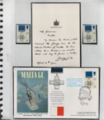 Malta George Cross WW2 cover signed by Robwert Leng HMS Sheffield veteran of Malta Convoy 1942.
