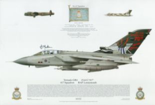 Tornado CR4 ZA412 017 617 Squadron RAF Lossiemouth signed RAF Squadron print. Approx 44 x 29 cm.