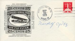 WW2 Luftwaffe test pilot Rudolf Opitz signed 1971 Rodgers Aerial Post US FDC. Comes with