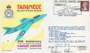WW2 BOB fighter ace Sqn Ldr Neville Duke DSO DFC AFC signed 30th ann Hawker Hunter 1981 flown cover.
