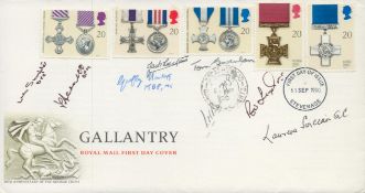 WW2 Dambuster Len Sumpter multiple signed 1990 Gallantry FDC. Includes Rod Learoyd VC, Laurence