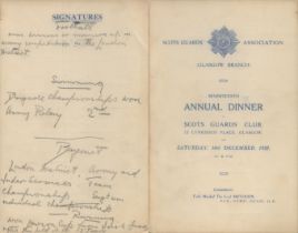 Army 1927 Scots Guards Glasgow 17th Annual Dinner Menu, 10th Dec 1927. Good condition. All