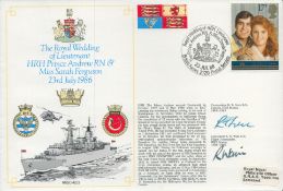 Navy double VIP signed cover comm 1986 Royal Wedding RNSC(4)23. Signed by Cdre R Frere CO HMS