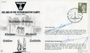 WW2 50th ann End of the Extermination camps double signed cover. Signed by resistance leaders Paul