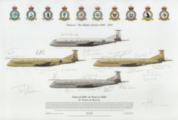 Nimrod MR1 and MR2 41 Years of service multiple signed Squadron Print. Approx 44 x 29 cm. Signed