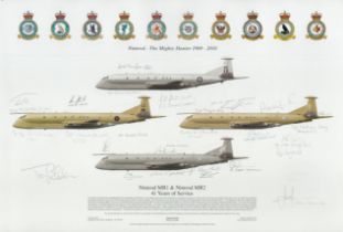 Nimrod MR1 and MR2 41 Years of service multiple signed Squadron Print. Approx 44 x 29 cm. Signed