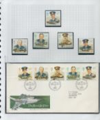 1986 RAF FDC with typed address and set of mint stamps above Set on descriptive A4 page with