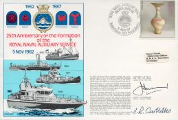 Royal Navy Aux 25th ann double signed official Navy cover RNSC(5)7. Signed by Cdr J Murray RNXS CO