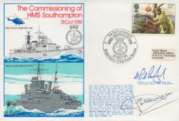 Navy HMS Southampton Commissiong official cover RNSC(3)12. Signed by Capt H De Courcey CO HMS