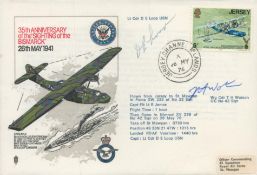 WW2 sighting of German Battleship Bismarck 35th ann cover1976 flown by Puma and signed by Wg Cdr