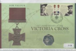 Victoria Cross 2006 Mercury 50p coin FDC PNC, 150th anniversary with two VC stamps, Hyde Park