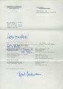 WW2 Luftwaffe ace Theo Lindemann signed typed letter 1990 on his own stationary, in German. 7