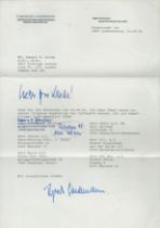 WW2 Luftwaffe ace Theo Lindemann signed typed letter 1990 on his own stationary, in German. 7