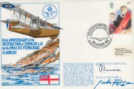 Great War double signed 65th ann Navy cover comm Destruction Zeppelin L43 by RNAS H12 Flying Boat