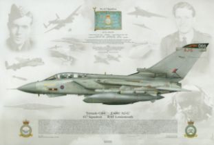 Tornado GR4 ZZA601 AJ-G 617 Sqn RAF Lossiemouth signed Squadron print. Approx 44 x 29 cm. . Good