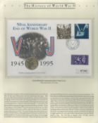 WW2 50th ann End WWII Mercury £2 Peace and Freedom coin FDC, set on descriptive A4 page, easily