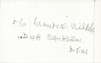 WW2 Maurice Webb DFM 248 sqn Mosquitos signed white card. He flew as a navigator on a Mosquito