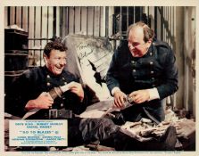 Robert Morley signed 10x8 inch colour 'Go to Blazes' lobby card. Good condition. All autographs come
