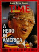 Nelson Mandela signed Time International Magazine dated July 2 1990 signature on front cover. Good
