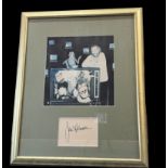 (Jim) James Henson mounted signature creator of the Muppets, with black and white photo framed.