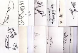 Entertainment collection of 50 signed white cards with signatures of Ryan Bignham, Black Lace, James