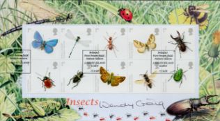 Wendy Craig signed FDC A Buckingham Cover Insects. Ten stamps Double postmarks 15.4.08. Is an