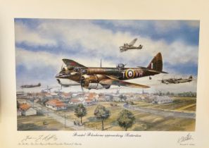 Kenneth Aitken Signed WW2 23 x 16 Colour Print Titled ' Bristol Blenheims Approching Rotterdam'.