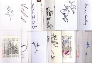 Entertainment collection of 50 signed white cards with signatures of Max Bygraves, Tommy Cash, Roy