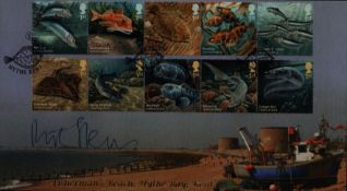 Rick Stein OBE signed FDC A Buckingham Cover Fisherman's Beach, Hythe Bay, Kent. Ten Stamps Triple