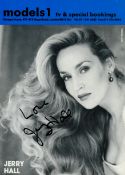 Jerry Hall signed 8x6 inch black and white promo card. Good condition. All autographs come with a