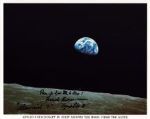 Frank Borman signed NASA original 10x8 inch colour photo Apollo 8 spacecraft in orbit around the