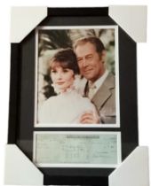 Rex Harrison mounted signed cheque for $7.00 dated 1st December 1959, with colour photo from My fair