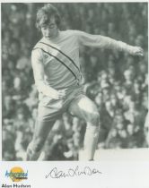 Football. Alan Hudson Signed 10x8 black and white Autographed Editions page. Bio description on