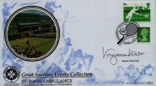 Virgnia Wade signed FDC. Good condition. All autographs come with a Certificate of Authenticity.