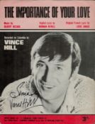 Vince Hill signed 11x8 inch The Importance of your love music score sheet signature on front